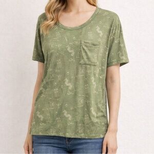Kate Quinn Olive Green Chemistry Print Short Sleeve Tee
